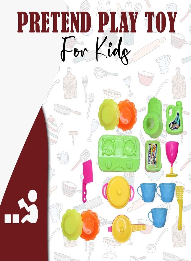 AASA 16 Pcs Portable Cooking Kitchen Play Set Food Party Toy for Girls Multicolor Pack of 1 - Image 5
